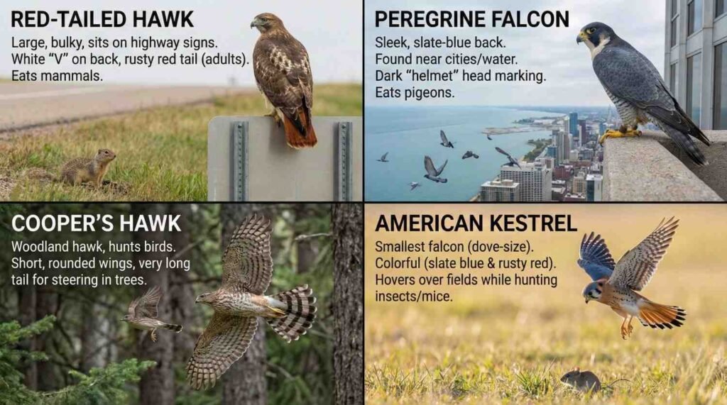 hawk vs. falcon: the ultimate guide to identifying birds of prey Common Species Comparisons (North America)