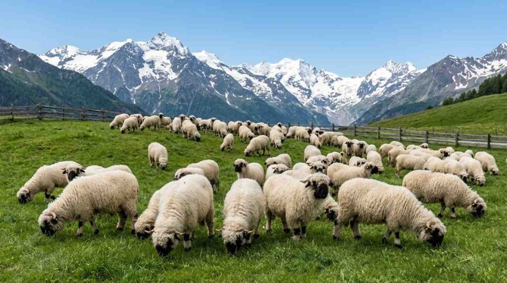 The Ultimate Guide to Valais Blacknose Sheep: Care, Cost, and Characteristics Valais blacknose sheep standing in a green pasture