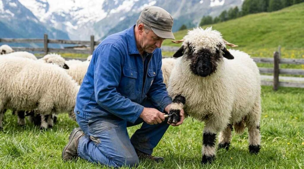 The Ultimate Guide to Valais Blacknose Sheep: Care, Cost, and Characteristics Flock of Valais blacknose sheep grazing on lush grass